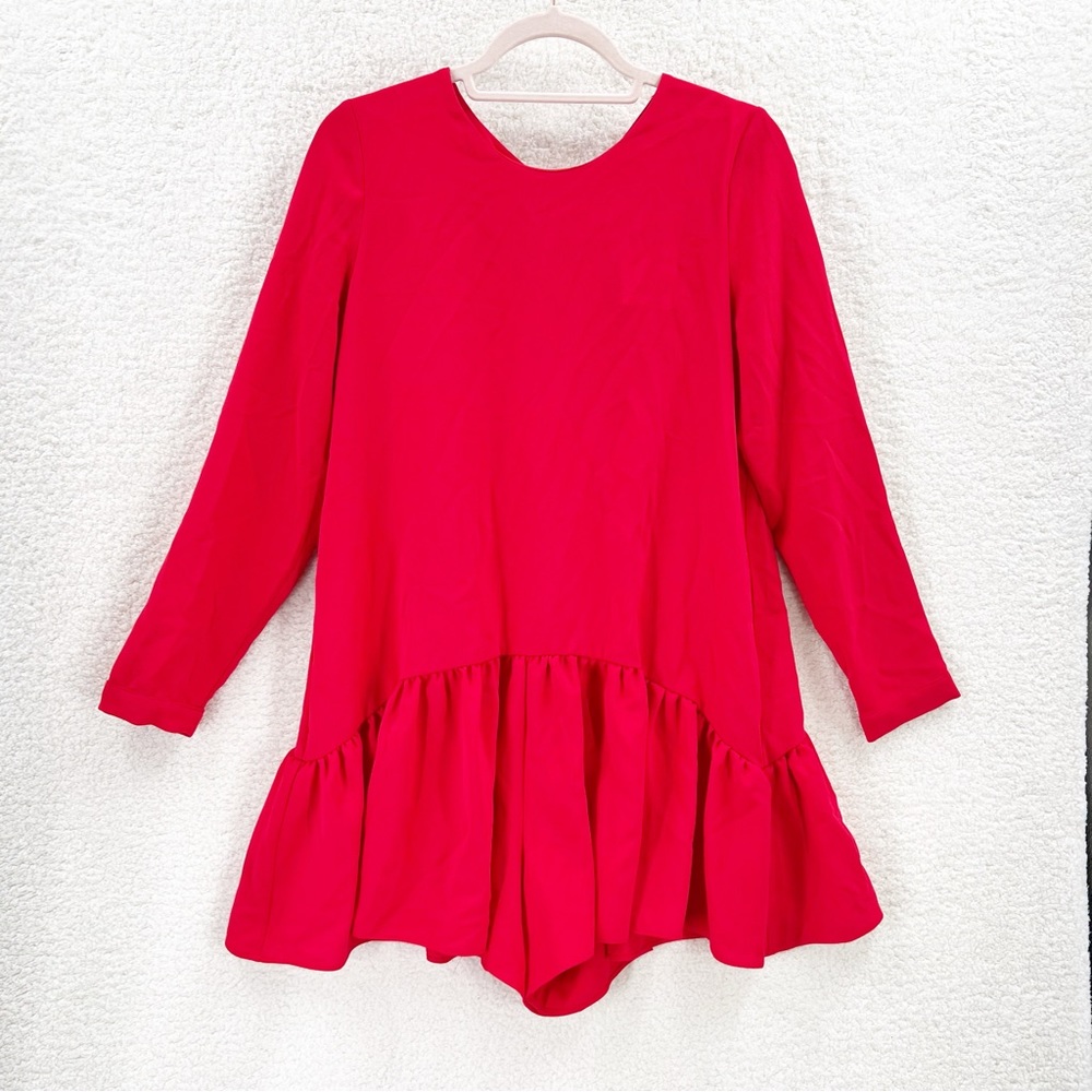 Zara Long sleeve red romper Size M NEW